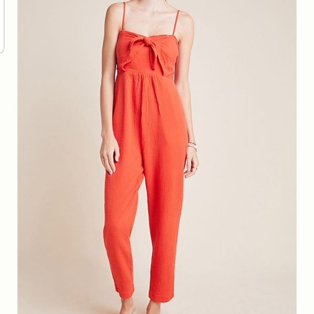 - Saturday Sunday/Anthropologie Tie Front Jumpsuit